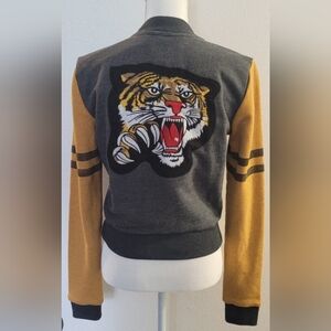 Aeropostale Tiger Varsity Bomber Jacket Yellow L